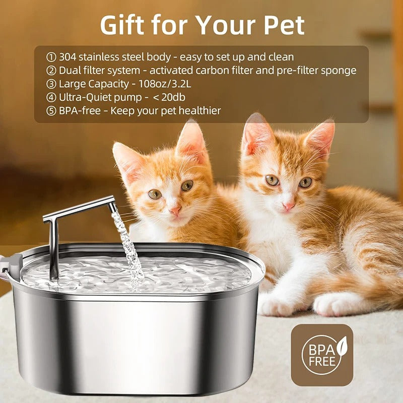 3.2L Stainless Steel Cat Water Fountain